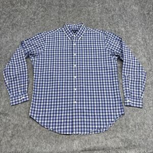 Ralph Lauren Shirt Mens Large Blue White Plaid Classic Fit Button Down‎ Cotton